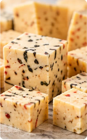 Cheese with flavour inclusions