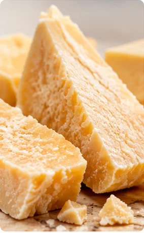 Pieces of hard cheese