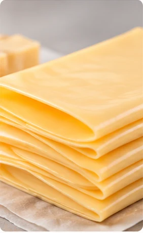 Stack of thinly sliced cheese