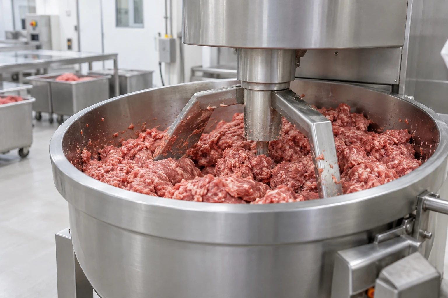 Мясное сырьё в промышленном оборудовании