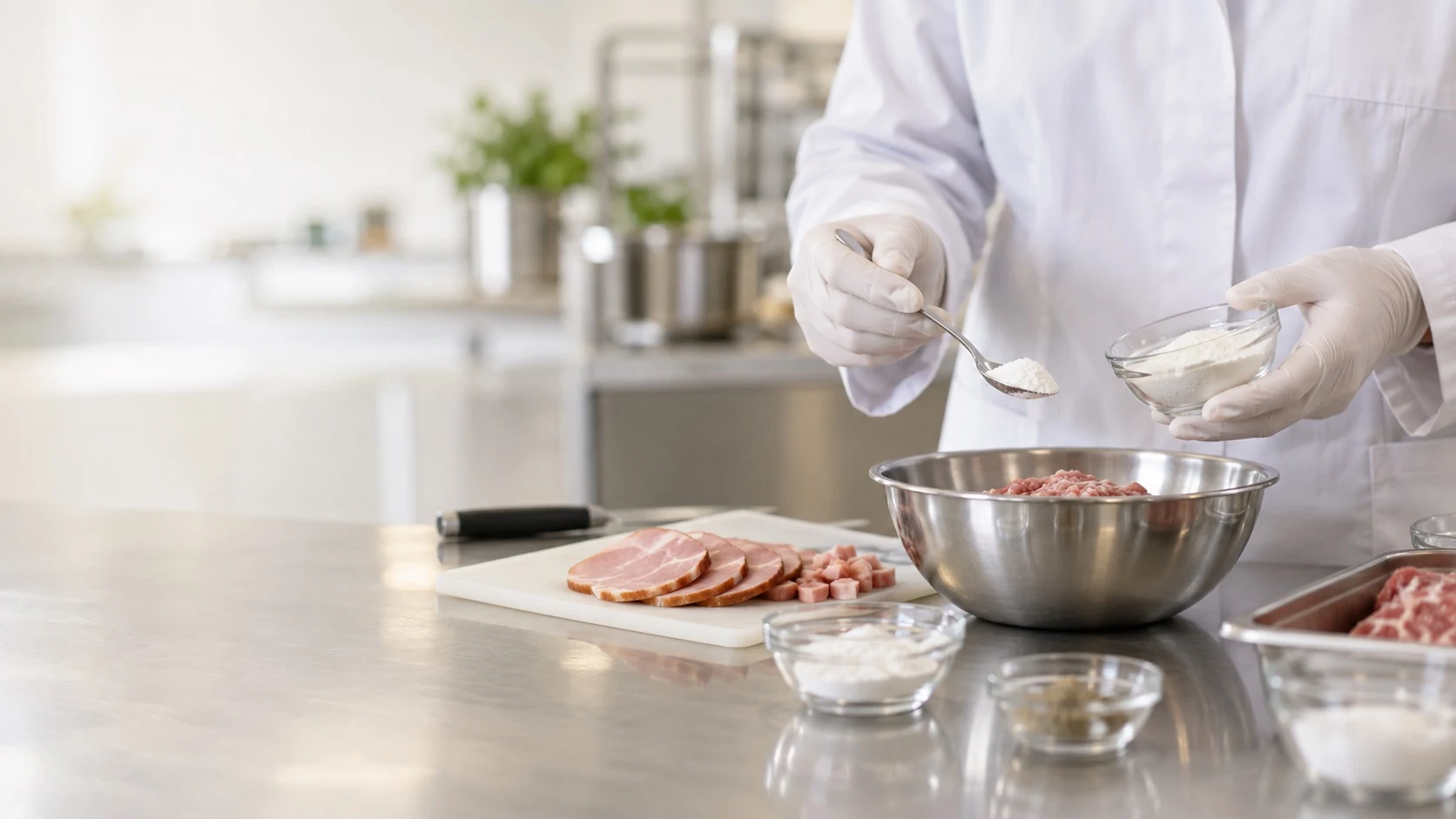 Работа технолога с мясным продуктом и пищевым ингредиентом