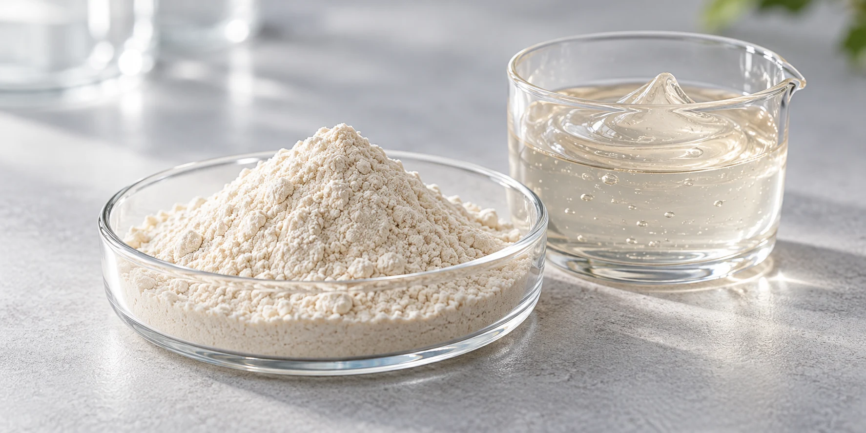 Powder and viscous texture in glassware